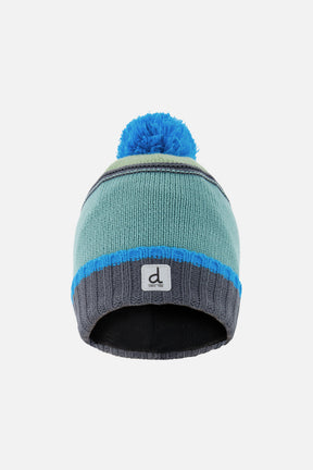 Winter Knit Hat With Pompom Blue And Grey Knitwear-0