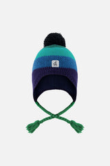 Winter Peruvian Knit Hat With Pompom Blue And Green Knit-0