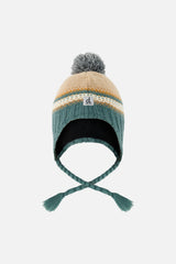 Winter Peruvian Knit Hat With Pompom Beige And Green Jacquard-0