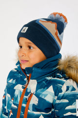 Winter Knit Hat With Pompom Blue Mountain Jacquard-2