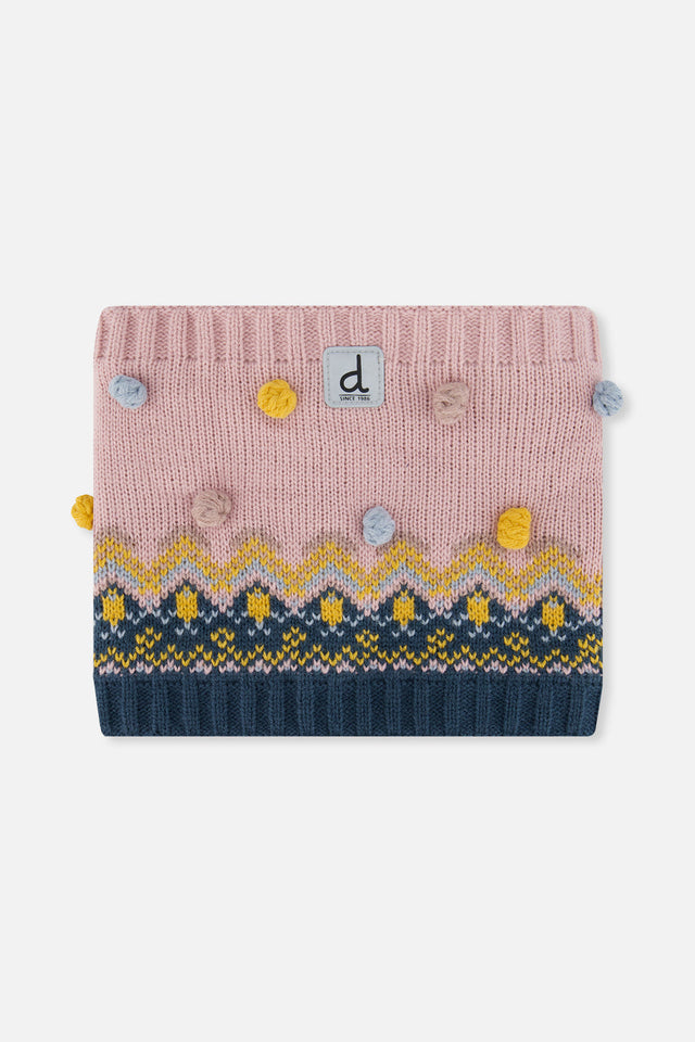 Winter Knit Neckwarmer Pink And Blue Jacquard-0