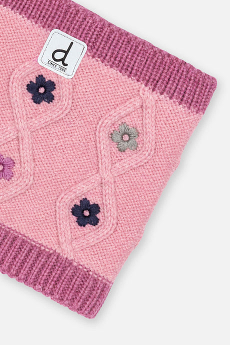 Baby Winter Knit Neckwarmer Pink And Mauve-2