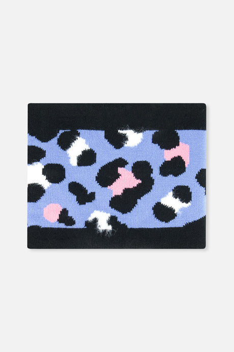 Winter Knit Neckwarmer Blue Leopard Print-2