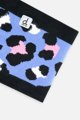 Winter Knit Neckwarmer Blue Leopard Print-3
