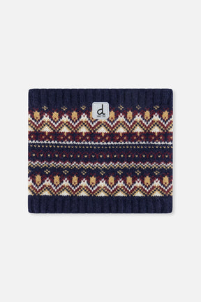 Baby Winter Knit Neckwarmer Blue And Red Jacquard-0