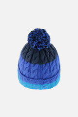 Winter Knit Hat With Pompom Dark Blue-2