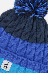 Winter Knit Hat With Pompom Dark Blue-3