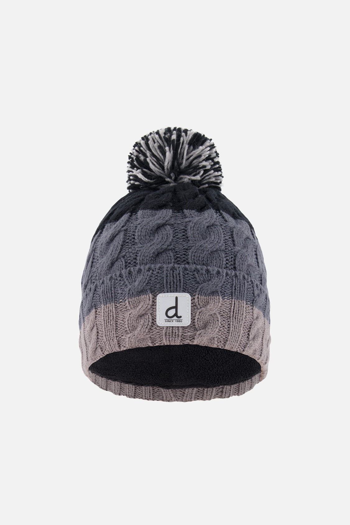 Winter Knit Hat With Pompom Black And Grey-0