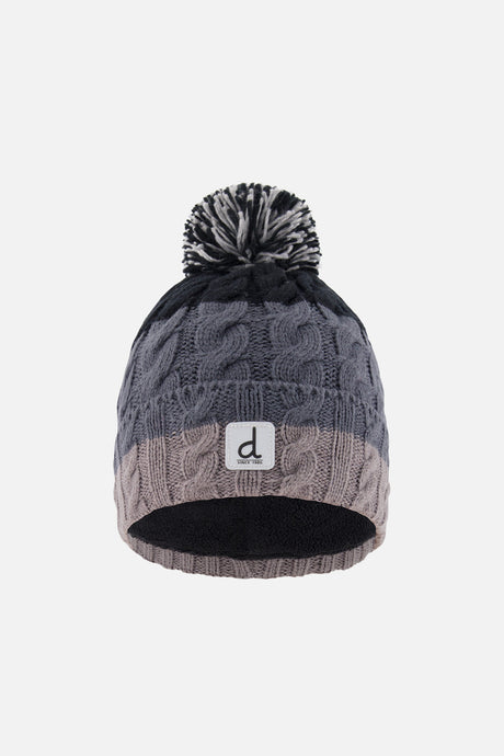 Winter Knit Hat With Pompom Black And Grey-0