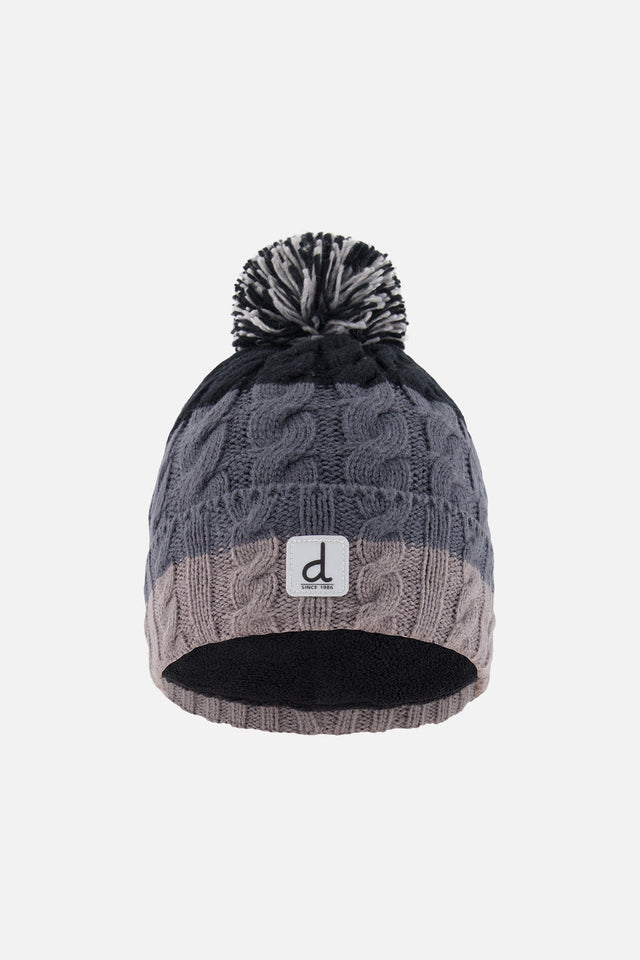 Winter Knit Hat With Pompom Black And Grey-0