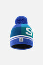 Winter Knit Hat With Pompom Dark Blue And Turquoise-0
