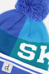 Winter Knit Hat With Pompom Dark Blue And Turquoise-3