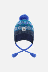 Winter Peruvian Knit Hat With Pompom Dark Turquoise-0