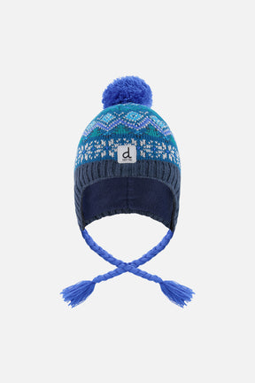 Winter Peruvian Knit Hat With Pompom Dark Turquoise-0
