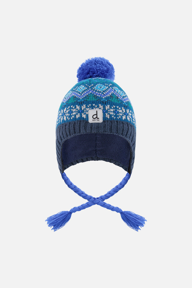 Winter Peruvian Knit Hat With Pompom Dark Turquoise-0