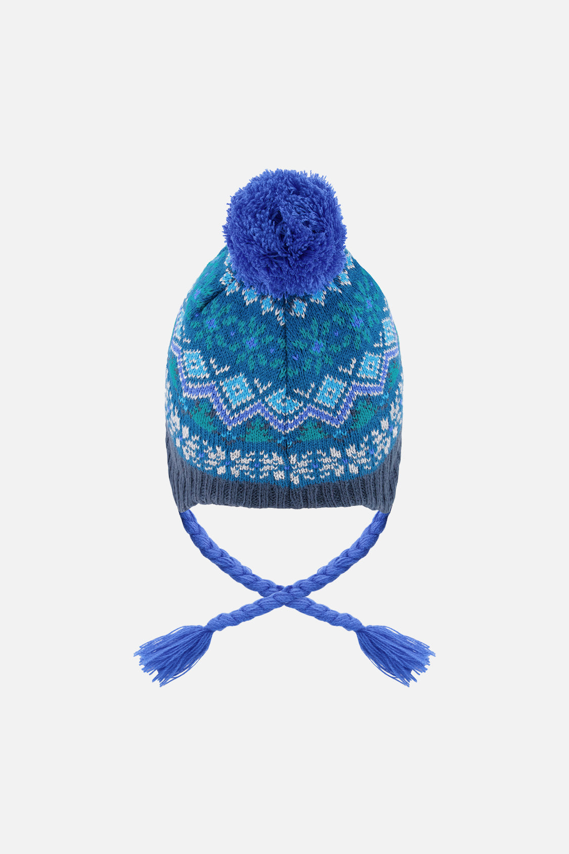 Winter Peruvian Knit Hat With Pompom Dark Turquoise-2