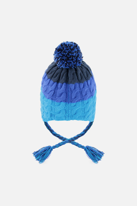 Winter Peruvian Knit Hat With Pompom Dark Blue-2