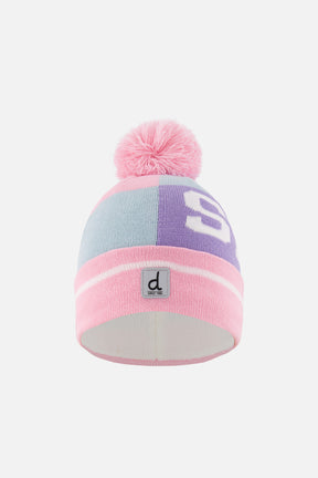 Winter Knit Hat With Pompom Light Blue And Light Pink-0