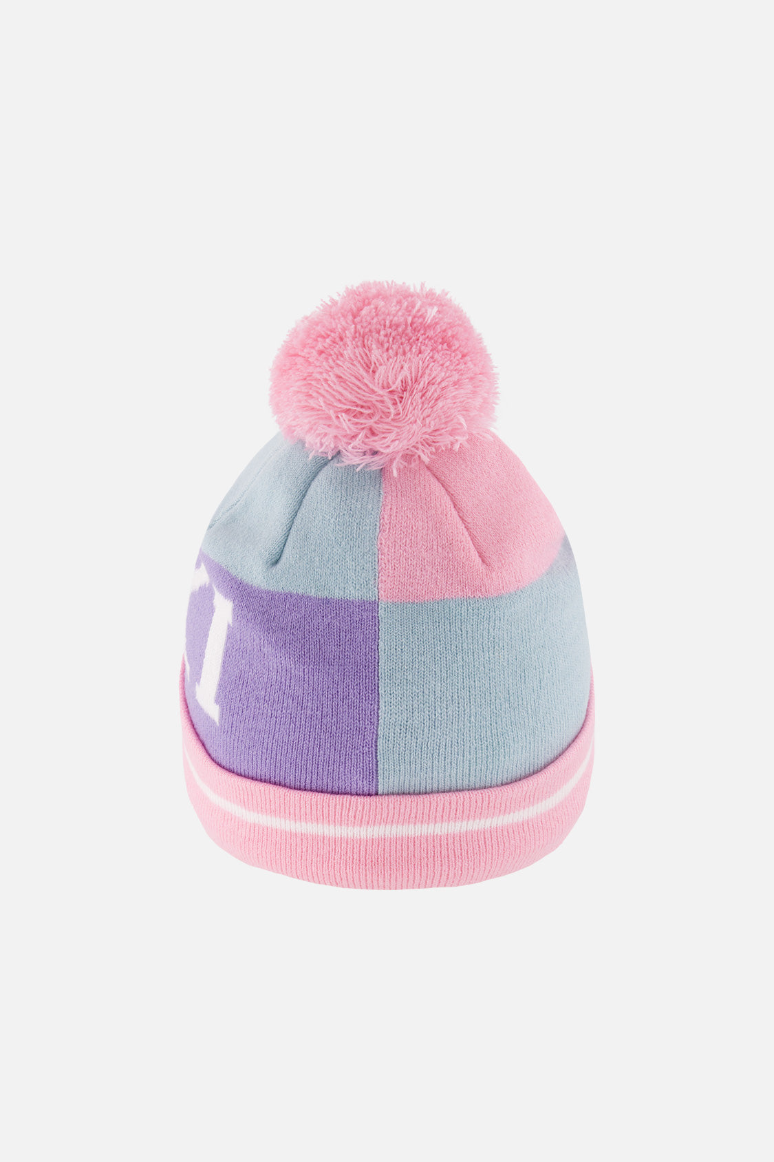 Winter Knit Hat With Pompom Light Blue And Light Pink-2