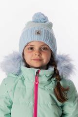Winter Knit Hat With Pompom Blue Green-1