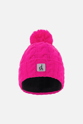 Winter Knit Hat With Pompom Bright Pink-0