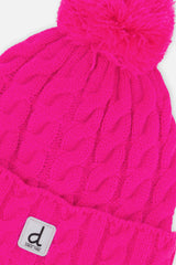 Winter Knit Hat With Pompom Bright Pink-3