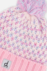 Winter Knit Hat With Pompom Dusty Pink And Light Blue-3