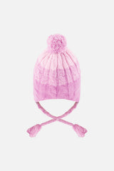Winter Peruvian Knit Hat With Pompom Pinkish Violet-2