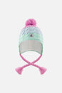 Winter Peruvian Knit Hat With Pompom Mint Green, Light Blue And Pinkish Violet-0
