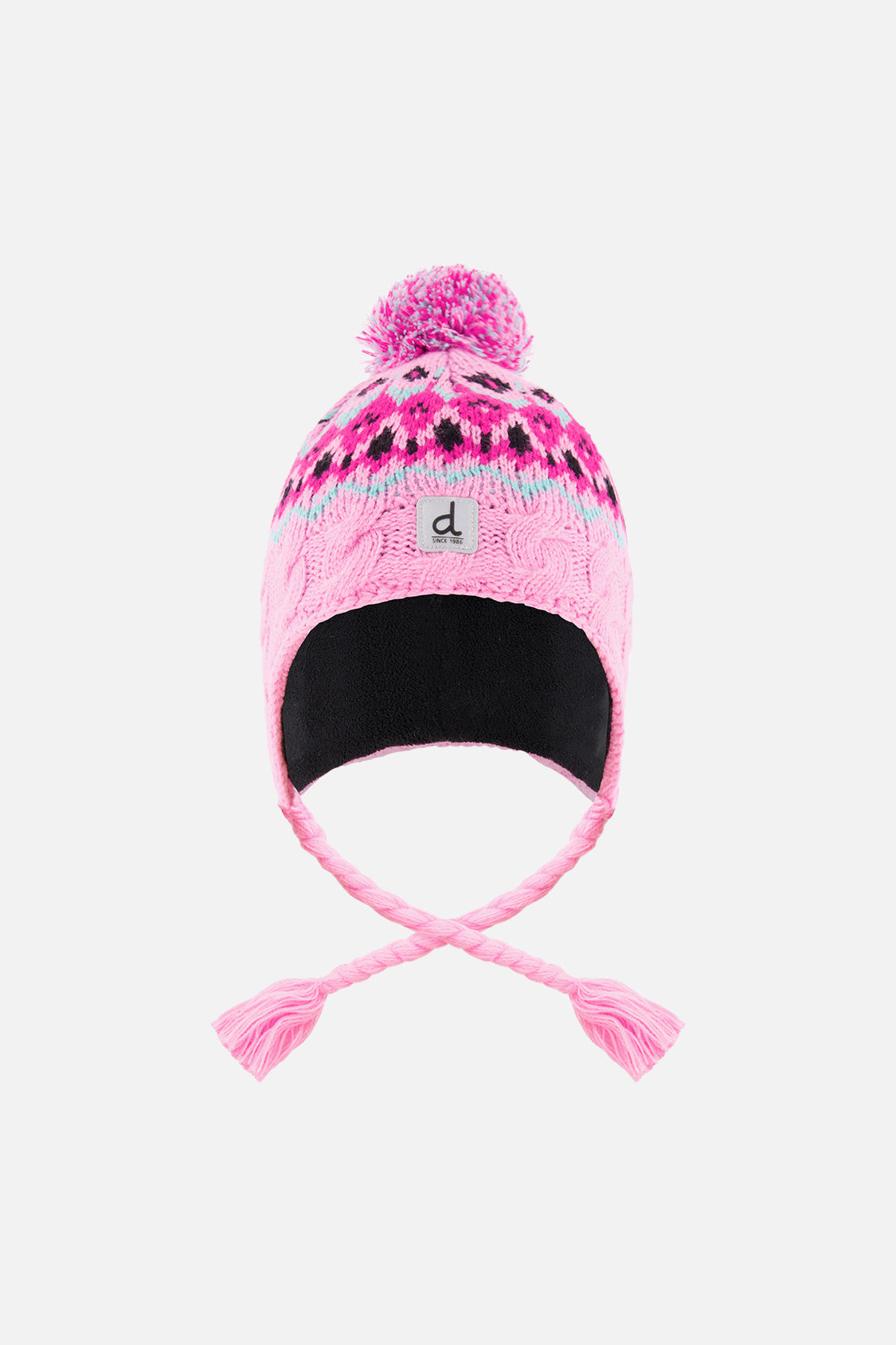 Winter Peruvian Knit Hat With Pompom Mint Green, Light Blue And Pinkish Violet-0