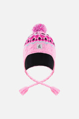 Winter Peruvian Knit Hat With Pompom Mint Green, Light Blue And Pinkish Violet-0