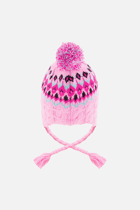 Winter Peruvian Knit Hat With Pompom Mint Green, Light Blue And Pinkish Violet-1