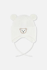 Baby Winter Knit Hat With Ear Flaps And Ears Off-White-0