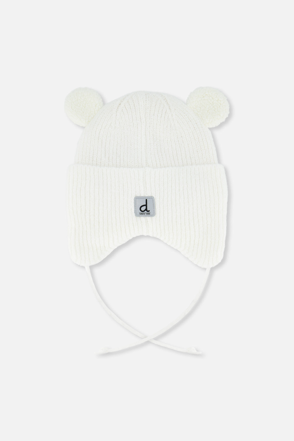 Baby Winter Knit Hat With Ear Flaps And Ears Off-White-2