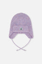 Baby Winter Knit Hat With Ear Flaps And Strings Lavender-0