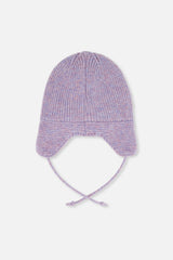 Baby Winter Knit Hat With Ear Flaps And Strings Lavender-2