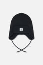 Baby Winter Knit Hat With Ear Flaps And Strings Noir-0
