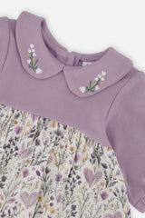 Organic Cotton Dress And Legging Set Beige With Heart Print-3