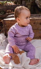 Organic Cotton Pants And Top Set Purple Floral Print-1