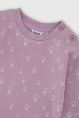 Organic Cotton Pants And Top Set Purple Floral Print-3