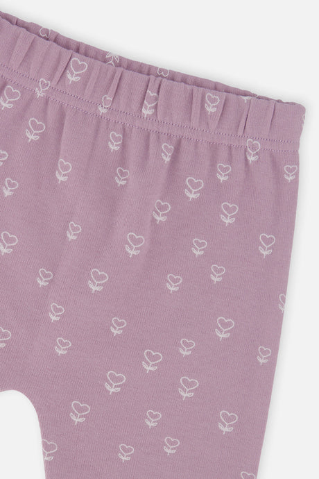 Organic Cotton Pants And Top Set Purple Floral Print-4