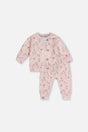 Organic Cotton Pants And Top Set Pink Printed Flowers-0