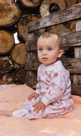 Organic Cotton Pants And Top Set Pink Printed Flowers-1
