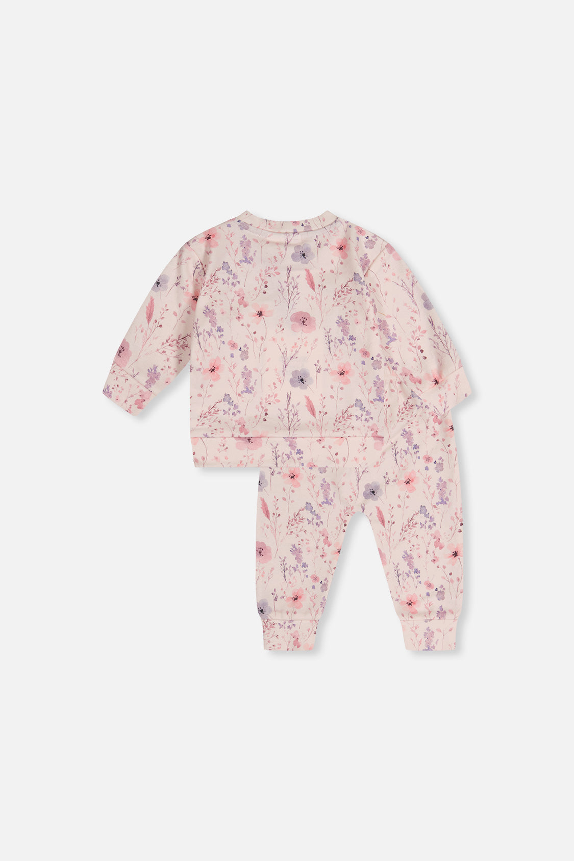 Organic Cotton Pants And Top Set Pink Printed Flowers-2