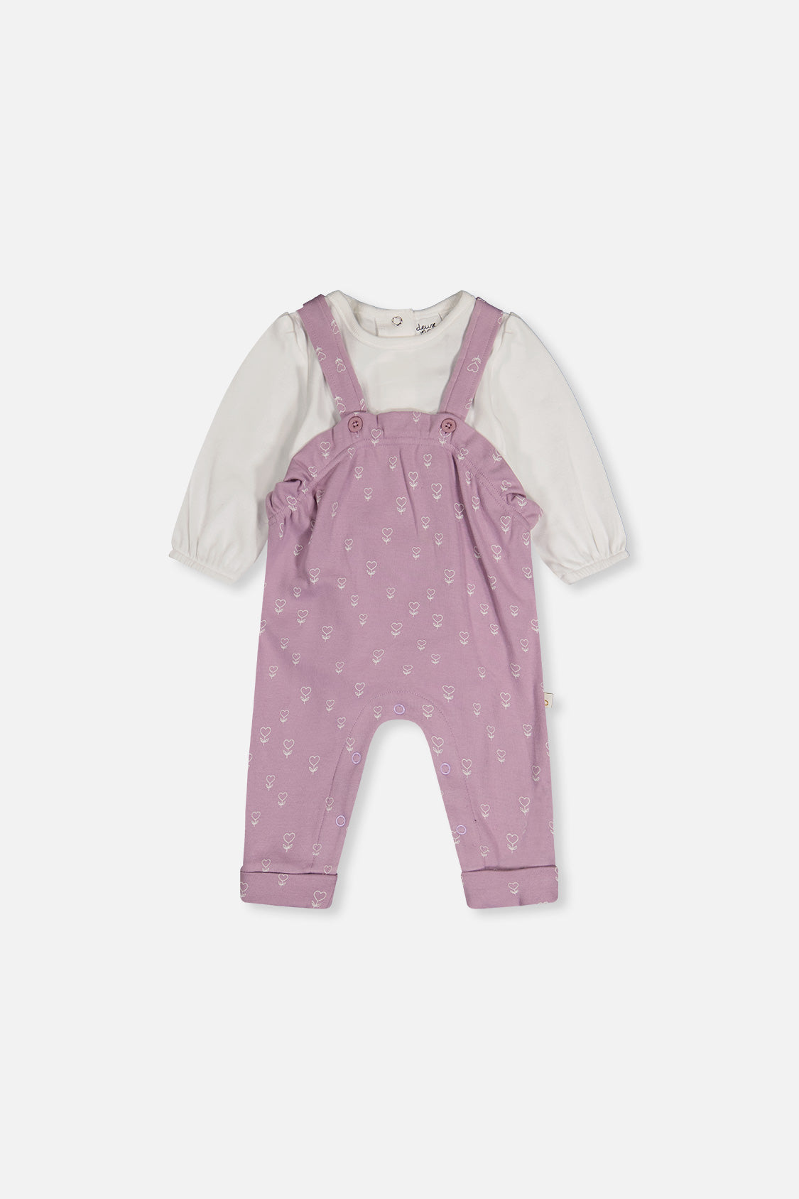 Organic Cotton Onesie And Overall Set Purple Floral Print-0