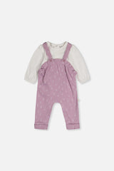 Organic Cotton Onesie And Overall Set Purple Floral Print-0
