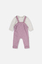 Organic Cotton Onesie And Overall Set Purple Floral Print-0
