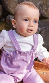 Organic Cotton Onesie And Overall Set Purple Floral Print-1