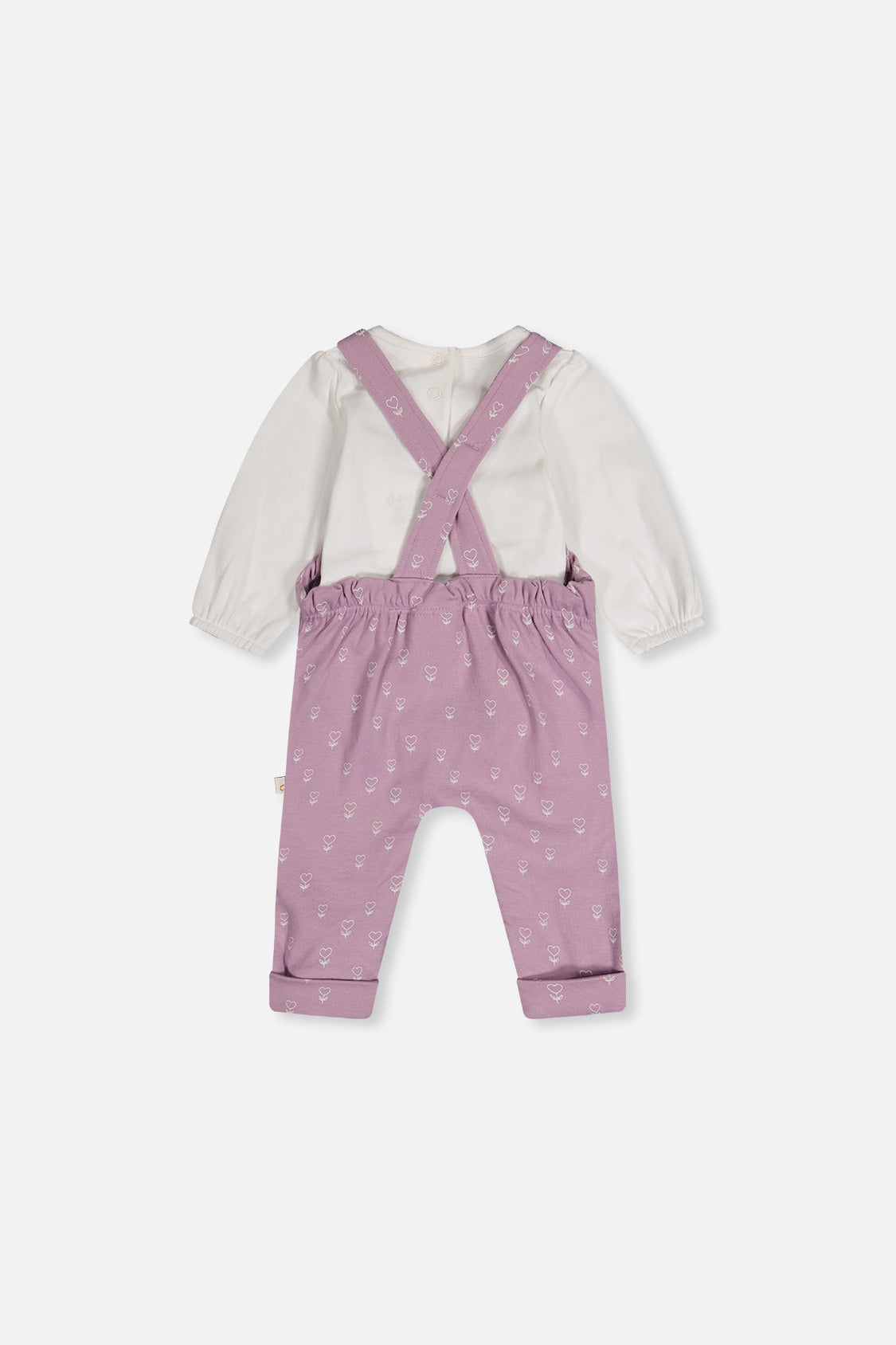 Organic Cotton Onesie And Overall Set Purple Floral Print-2