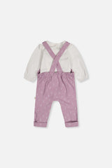 Organic Cotton Onesie And Overall Set Purple Floral Print-2
